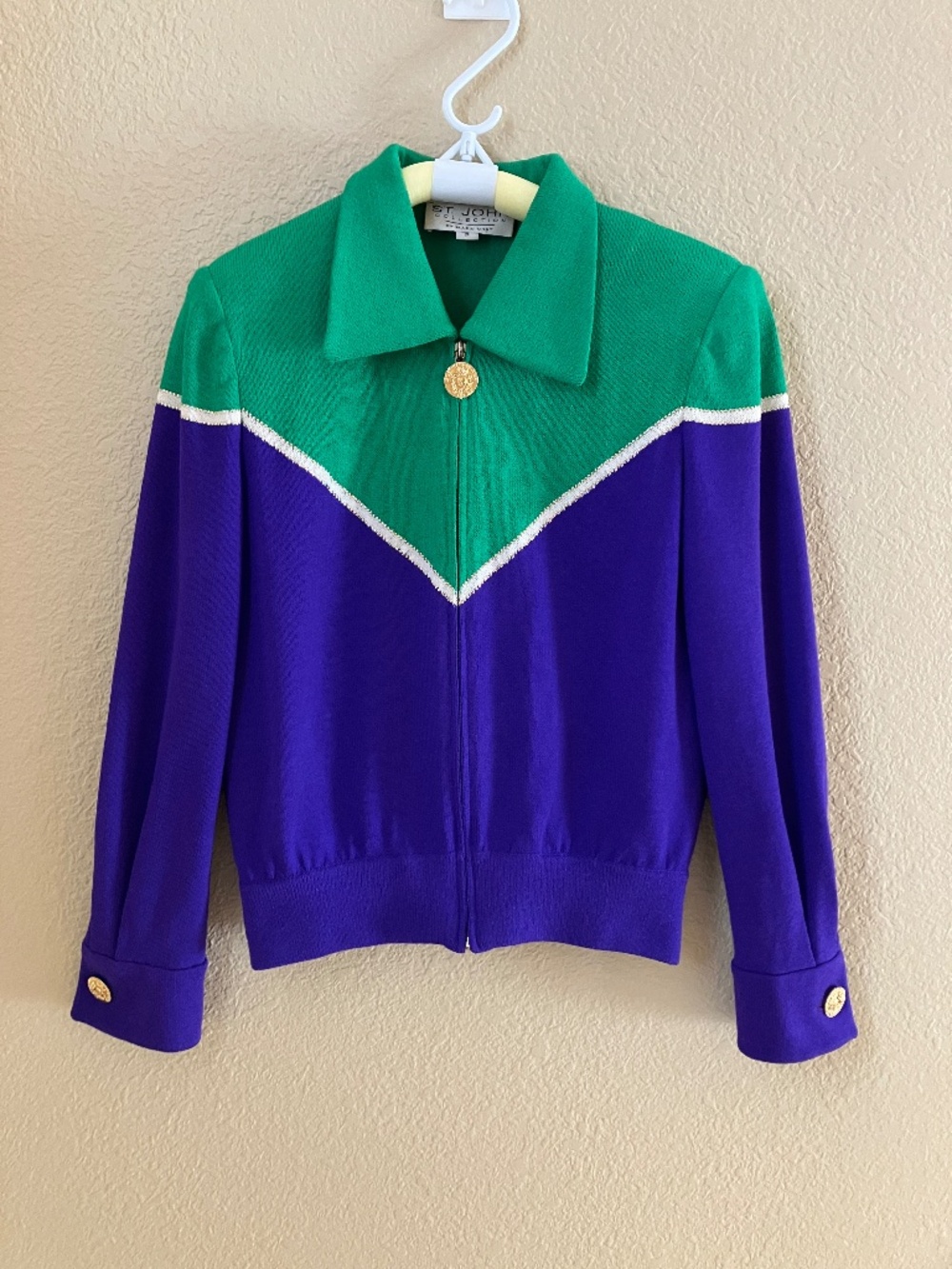 St John Collection by Marie Gray Knit Sweater Jacket Vintage Small Petite FLAWS